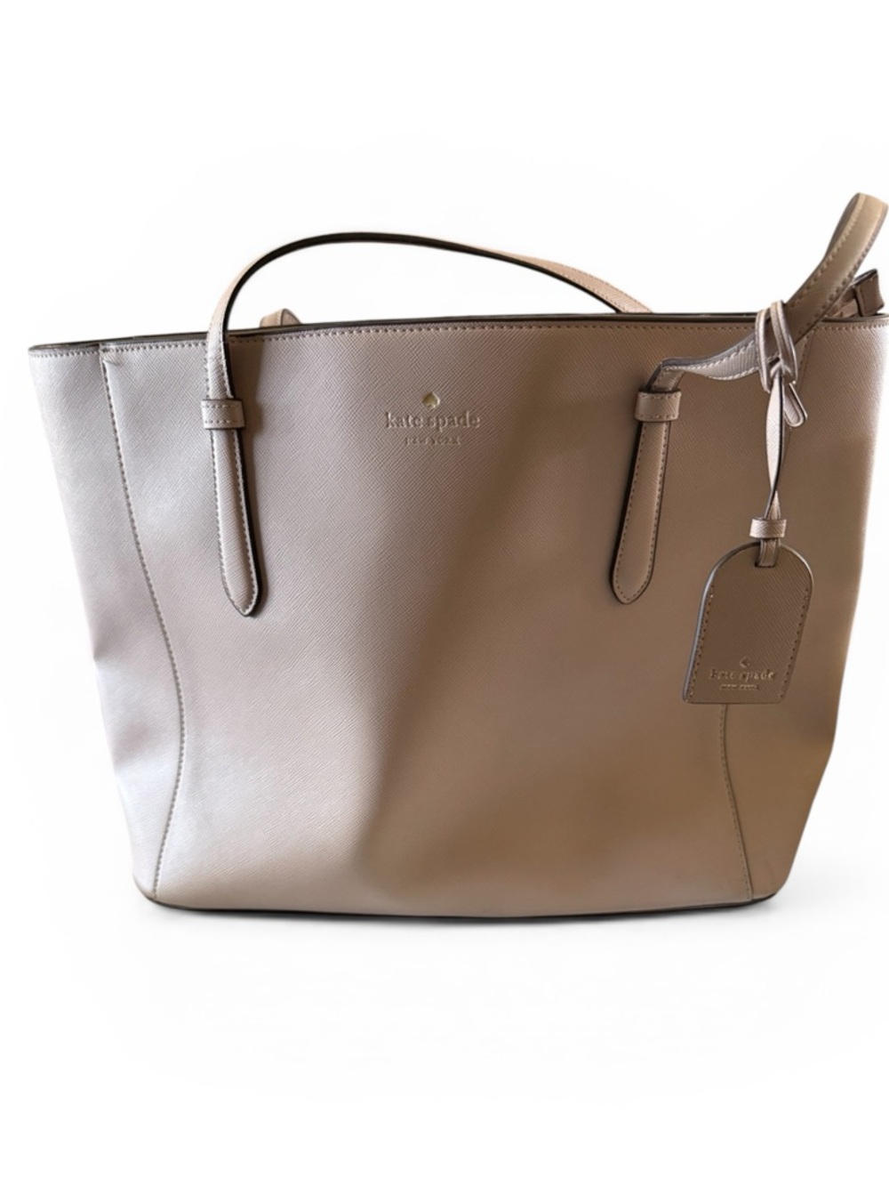 Kate Spade Schuyler Medium Taupe Saffiano Leather Tote Handbag small spot inside